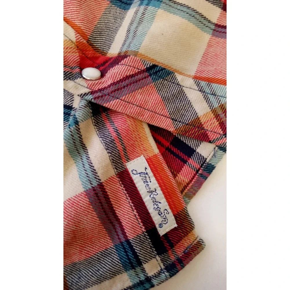 True Religion Mens 2XL Shirt Western Plaid Pearl Snap Long Sleeves TIGHT FITTING